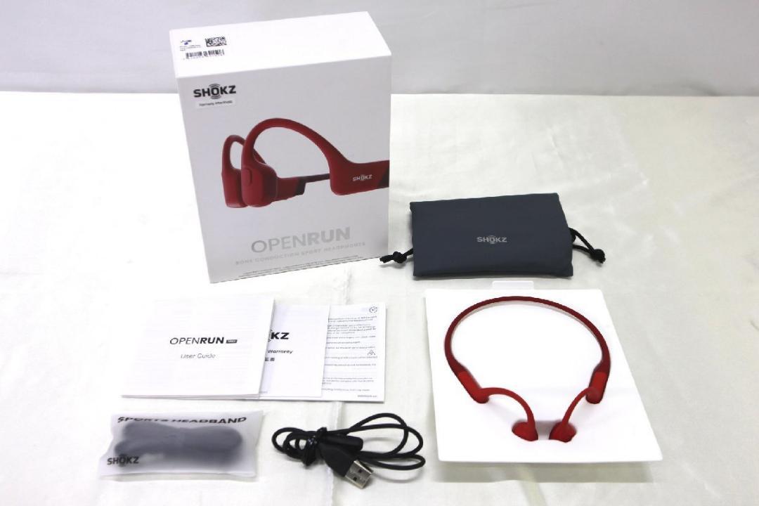 未使用に近い　SHOKZ OpenRun Red S803 骨伝導イヤホン SHOKZ OpenRun S803 レッド 骨伝導イヤホン ショックス - メルカリ