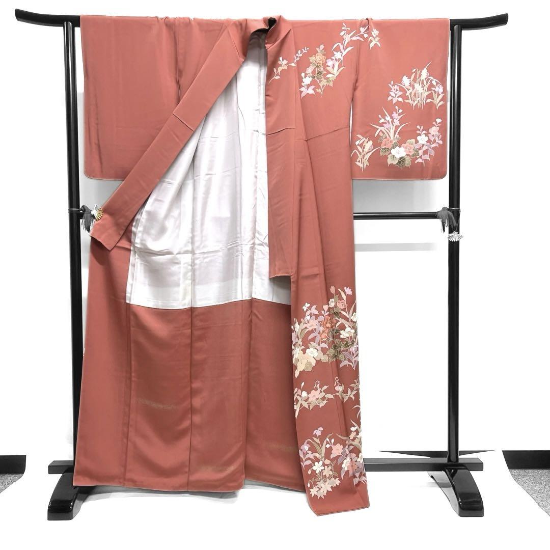訪問着 金彩 花模様 牡丹 華やか レッド 着物 033a d