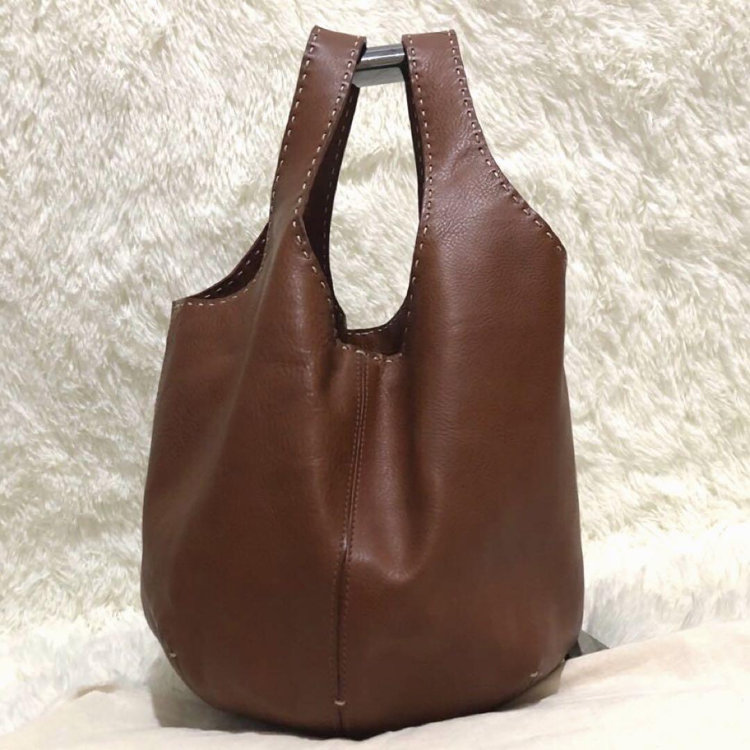 未使用級✨ゲンテン レザー ユーフラテス トートバッグ ブラウン系