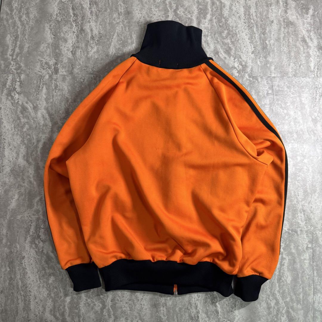 adidas VINTAGE 70s〜80s トラックジャケット オレンジ系 S 希少】adidas 80s トラックジャケット デサント製 オレンジ 3号