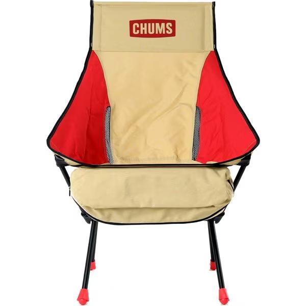 チャムス　コンパクトチェアブービーフットハイ ベージュ/レッド【未使用・傷あり】