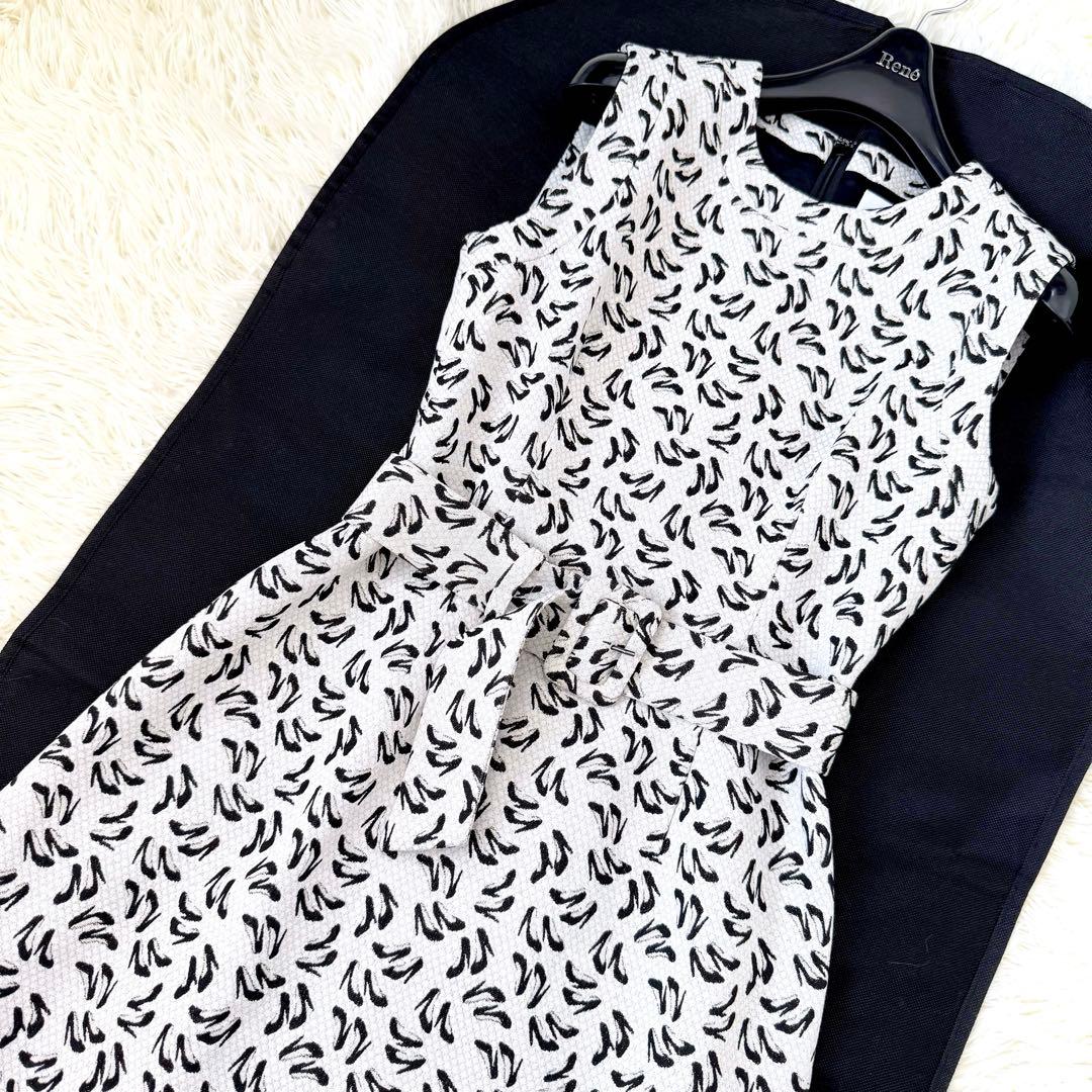 美品✨ルルウィルビー ハイヒール ジャガード ワンピース 2 ベルト付 ラメ