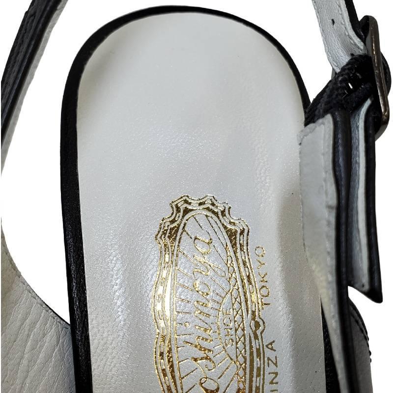 極美品✅銀座ヨシノヤ　バックストラップパンプス　スクエアトゥ　ブラック　レザー