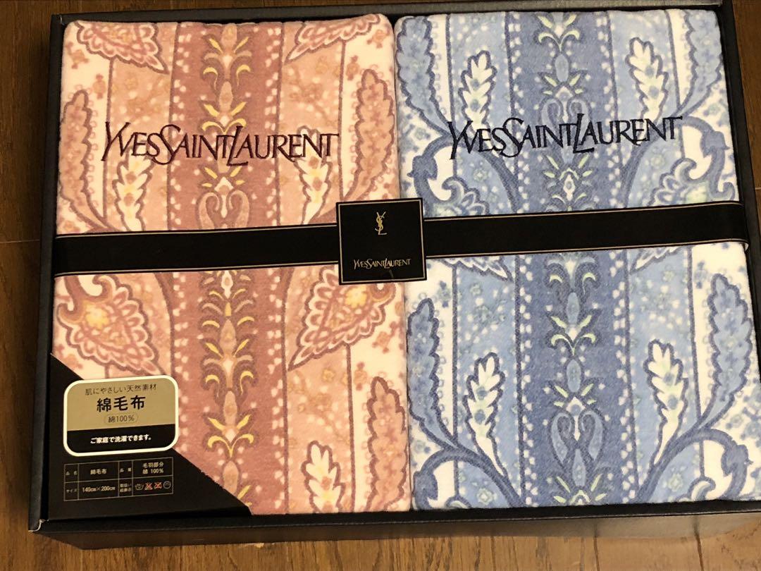 新品イヴ・サンローラン綿100%綿毛布ペアセット イブサンローラン綿毛布ペア