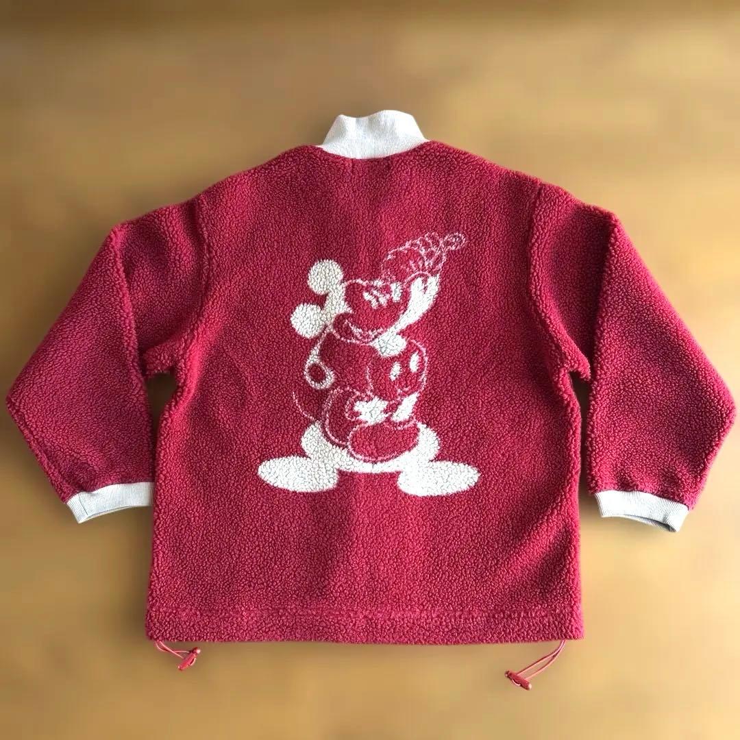 【ディズニースポーツ】ミッキーマウス　ボアジャケット　ジャンパー　レッド　M