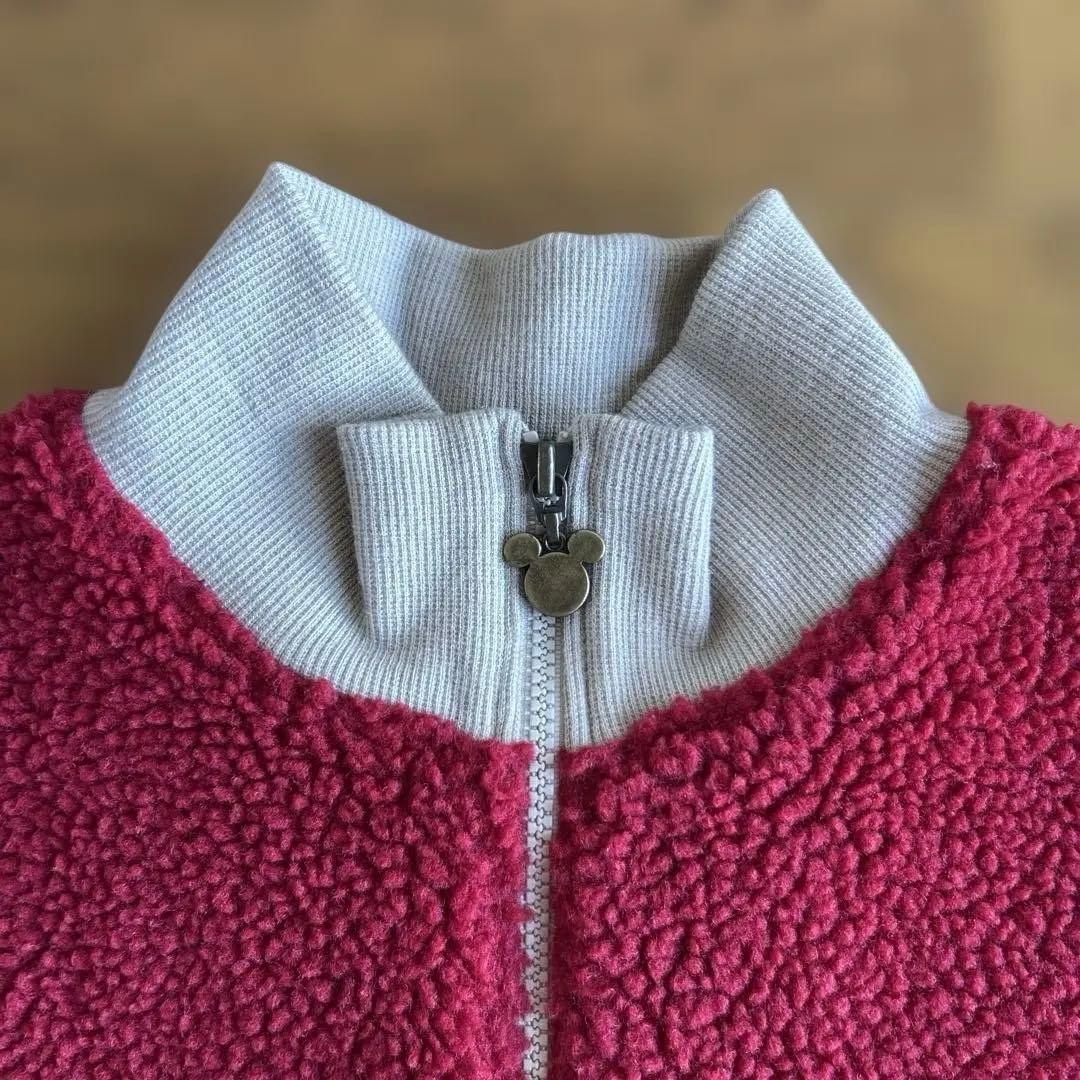 【ディズニースポーツ】ミッキーマウス　ボアジャケット　ジャンパー　レッド　M