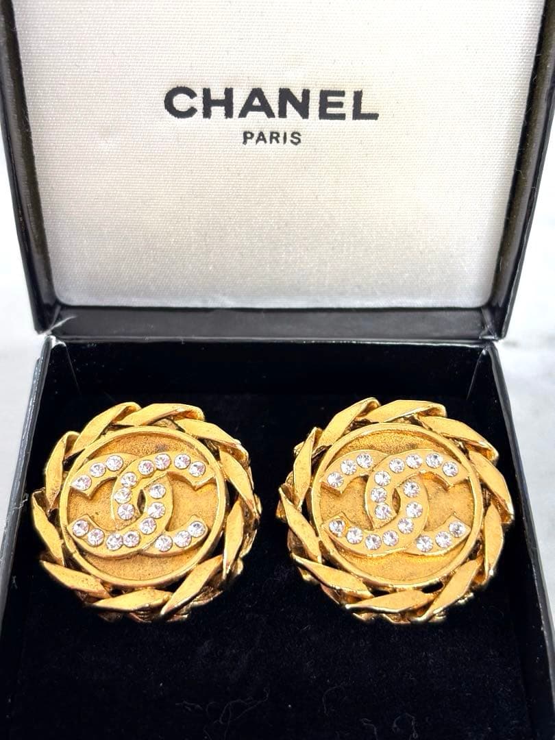 CHANEL ゴールド クリスタル イヤリング