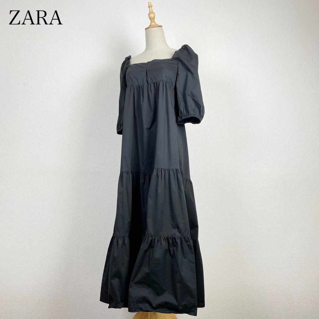 ZARA ティアードワンピース パフスリーブ