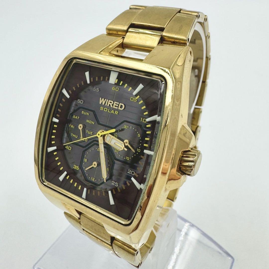 【稼働品】SEIKO WIRED SOLAR ゴールド トノー クロノグラフ