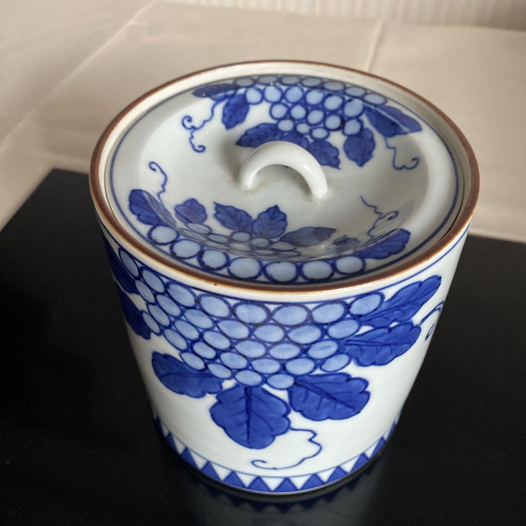 加藤和峰 水指 染付 葡萄