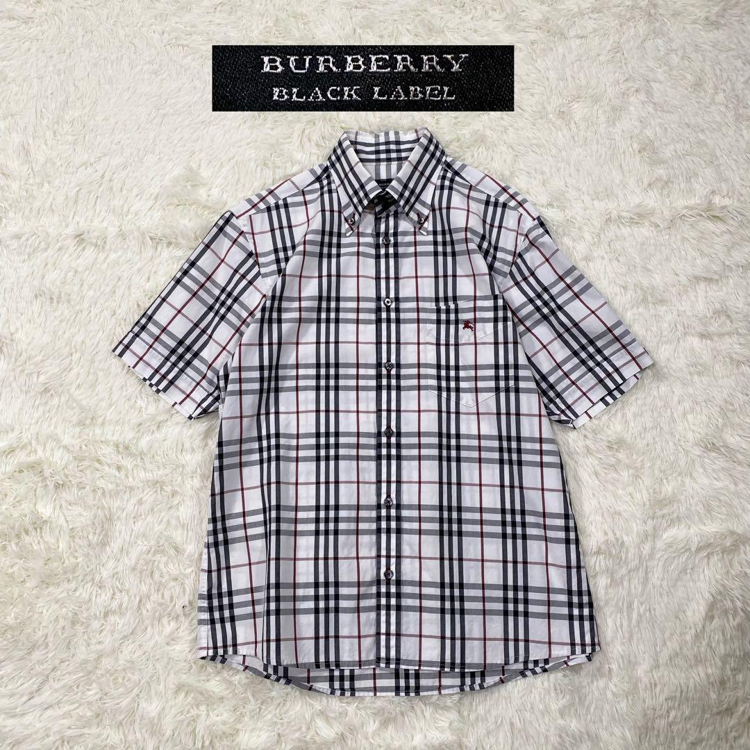 1197【美品】バーバリーブラックレーベル ノバチェック シャツ 白 2