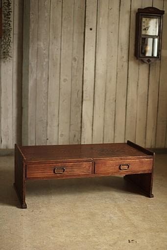 味のある木製の机　引き出し2杯　ローテーブル　文机　古家具　古民家