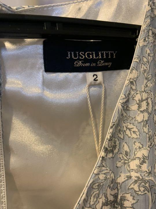 ホワイト‐ JUSGLITTYジャスグリッティー花柄 半袖ロングワンピースM nXh3j-m42517965487 サイズ