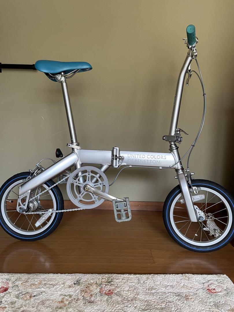 ベネトン折りたたみ自転車(アルミ製・１２インチ。レアもの)+キャリーバッグ