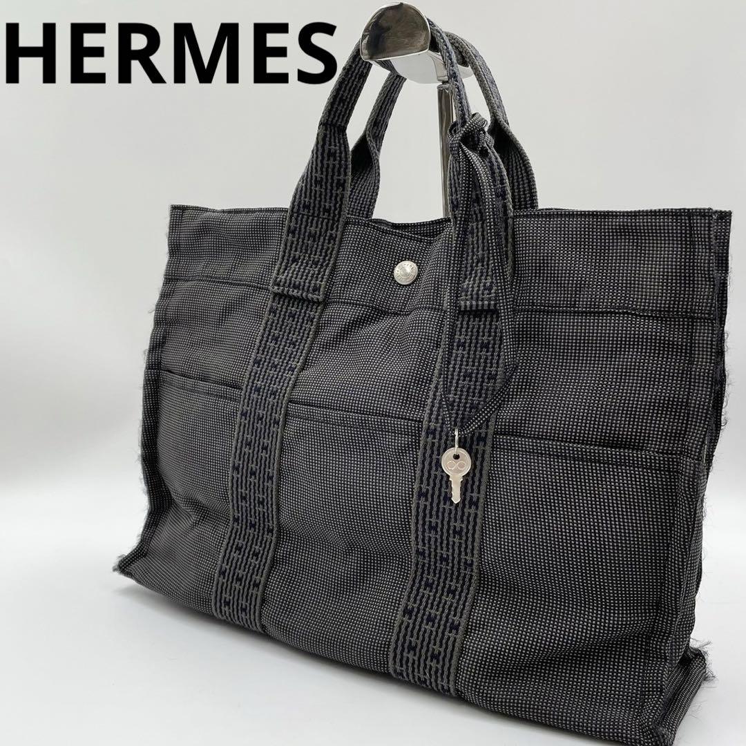 全国送料無料ギフト エルメスHERMES エールライン グレー トートバッグ(カデナ鍵付き) バッグ