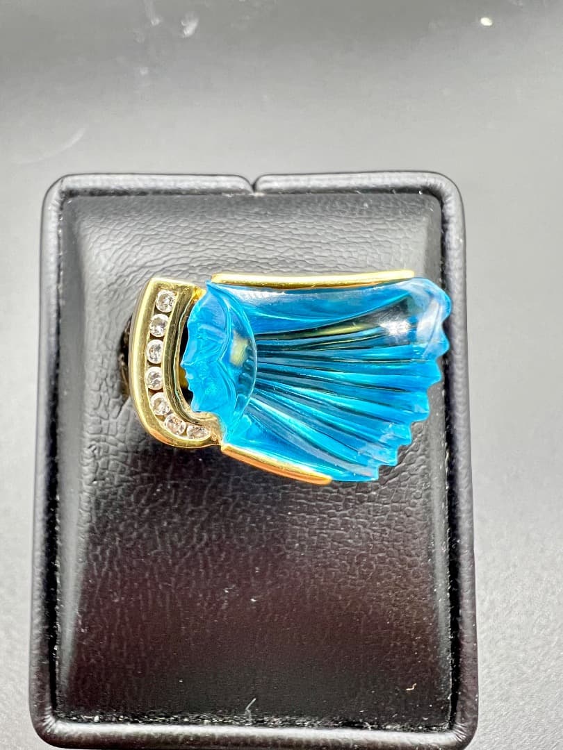 K18 ブルートパーズとダイヤモンド リング K18 ブルートパーズとダイヤモンド リング