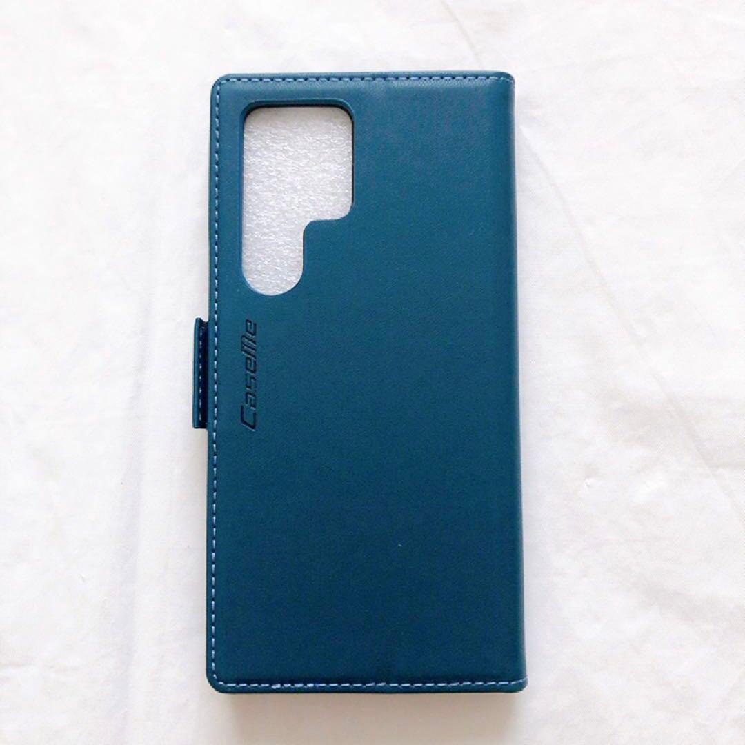 Galaxy S24 Ultra 用 ケース 手帳型 マグネット式 ブルー Galaxy S24 Ultra 用 ケース 手帳型 マグネット式 ブルー