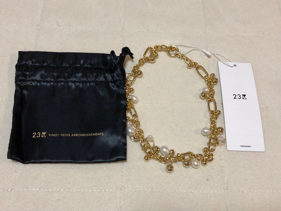 634新品23区ゴールドメッキ パール ビーズ ネックレス￥18920日本製