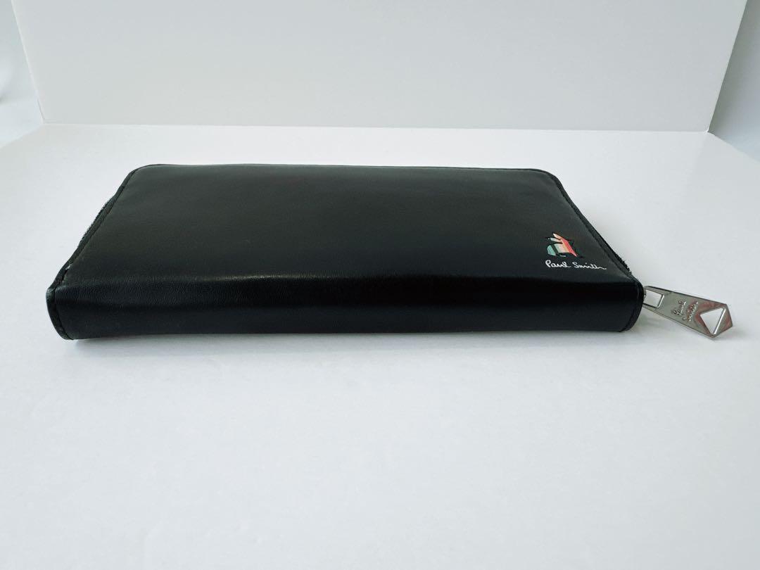 新品☆ポールスミス:マーケトリーストライプラビット ラウンドファスナー☆ブラック メンズ