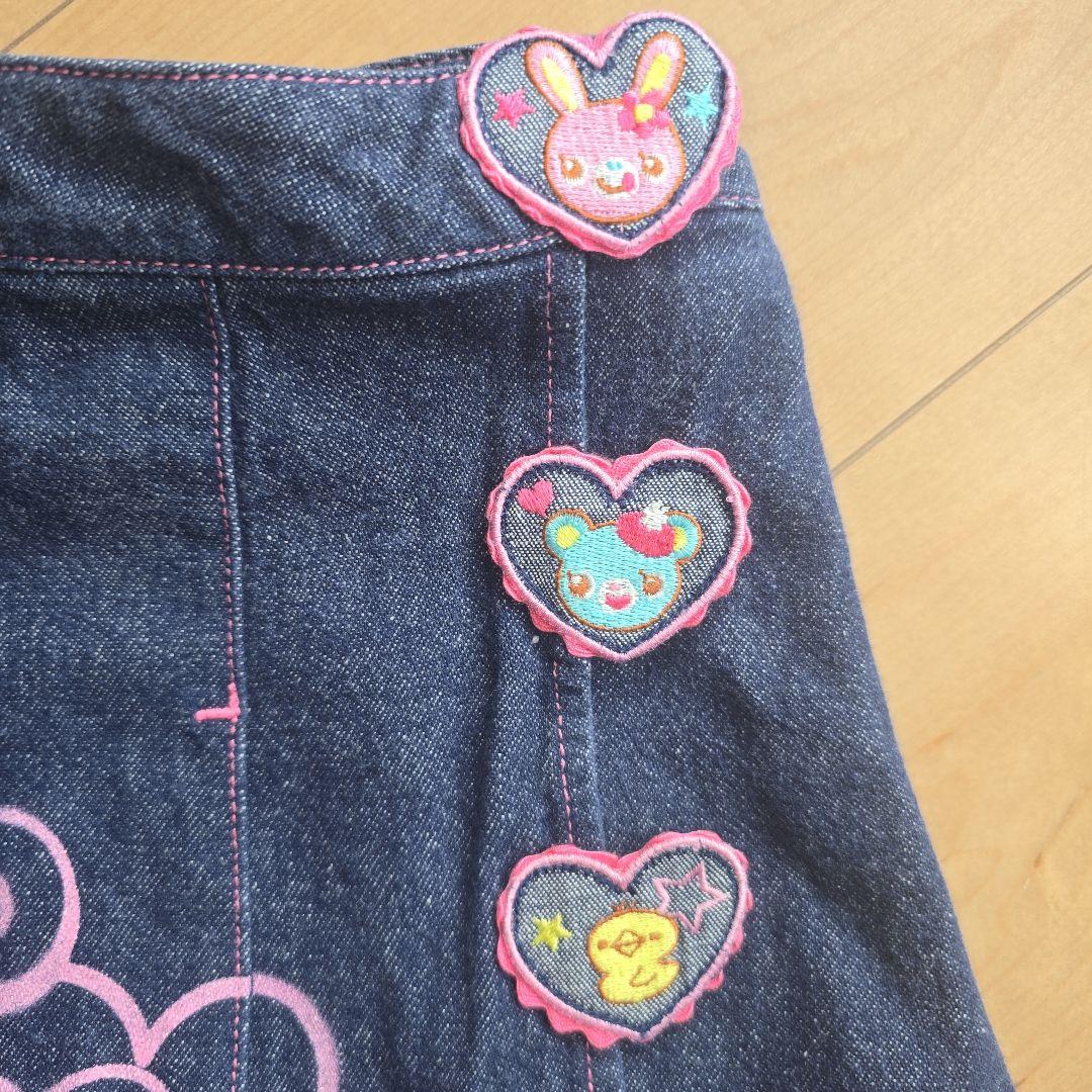mezzo piano 刺繍 デニム スカート プリーツ プリント ワッペン
