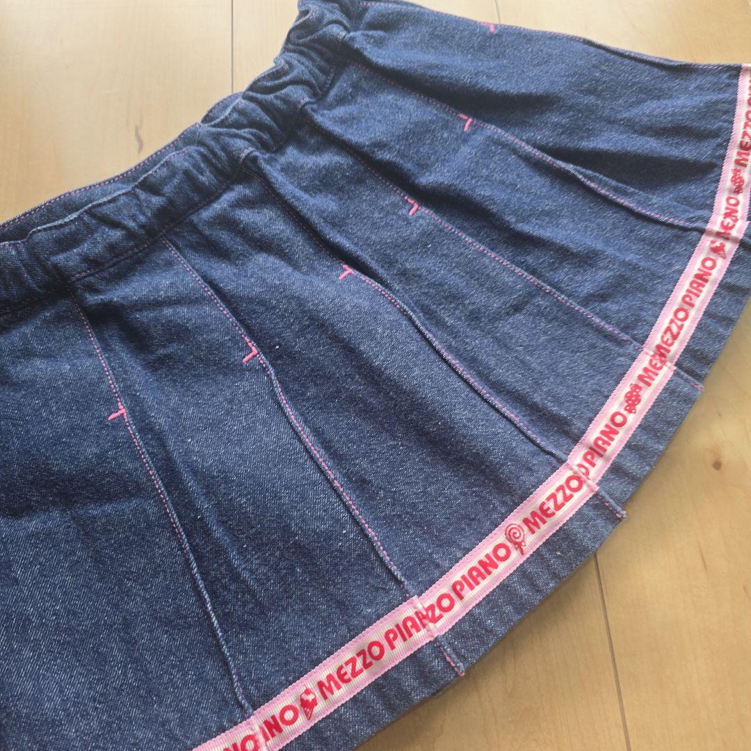 mezzo piano 刺繍 デニム スカート プリーツ プリント ワッペン