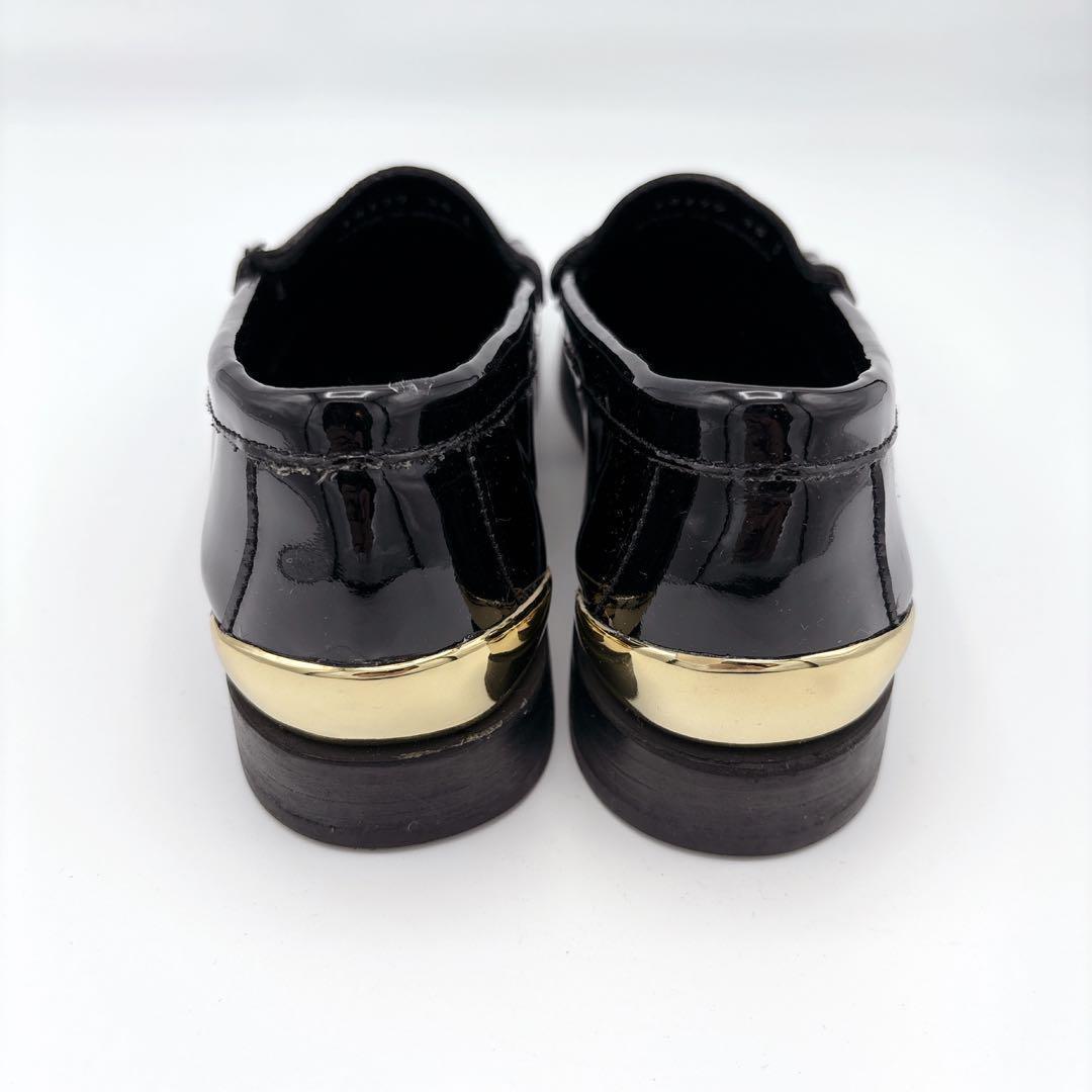 美品 CAMINANDO パテントローファー ゴールドヒール 35 22cm 黒 美品 CAMINANDO パテントローファー ゴールドヒール 35 22cm 黒