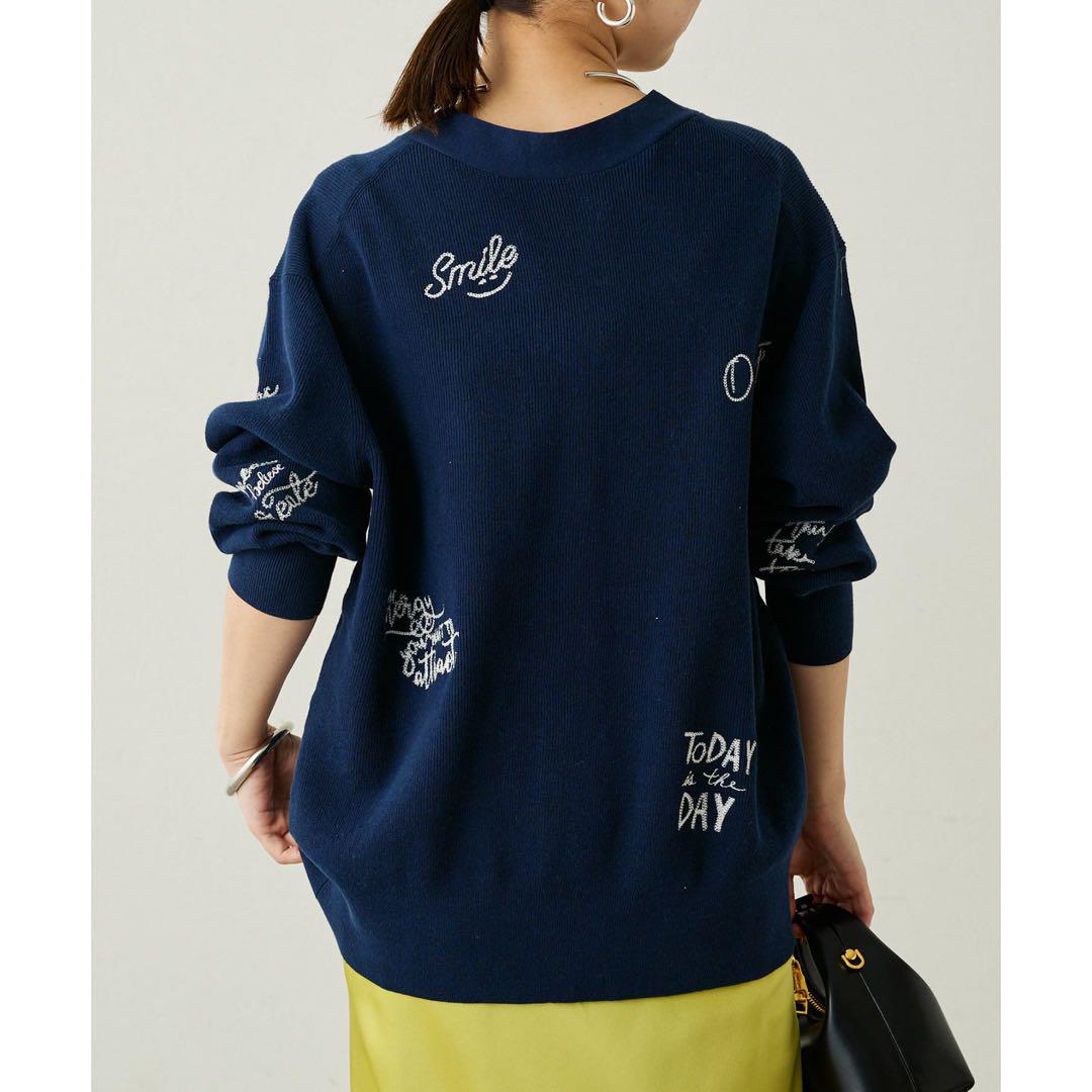 新品　Loungedress 刺繍KNカーデ　ラウンジドレス　刺繍ニットカーデ 新品 Loungedress 刺繍KNカーデ ラウンジドレス 刺繍ニット
