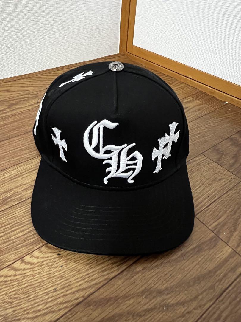 クロムハーツ　モチーフキャップ　十字架刺繍 CHROME HEARTS 黒キャップ 十字架刺繍クロムハーツ - メルカリ