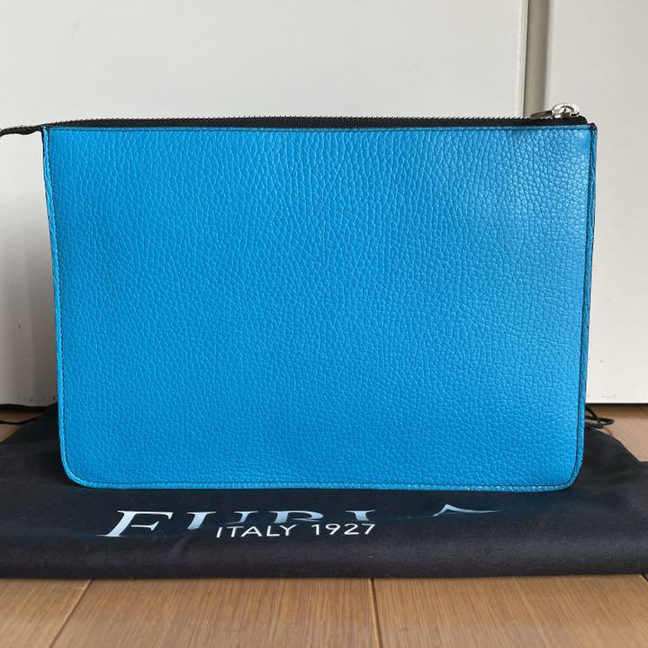 フルラ Furla ユリッセクラッチバッグ シュリンクレザー ブルー