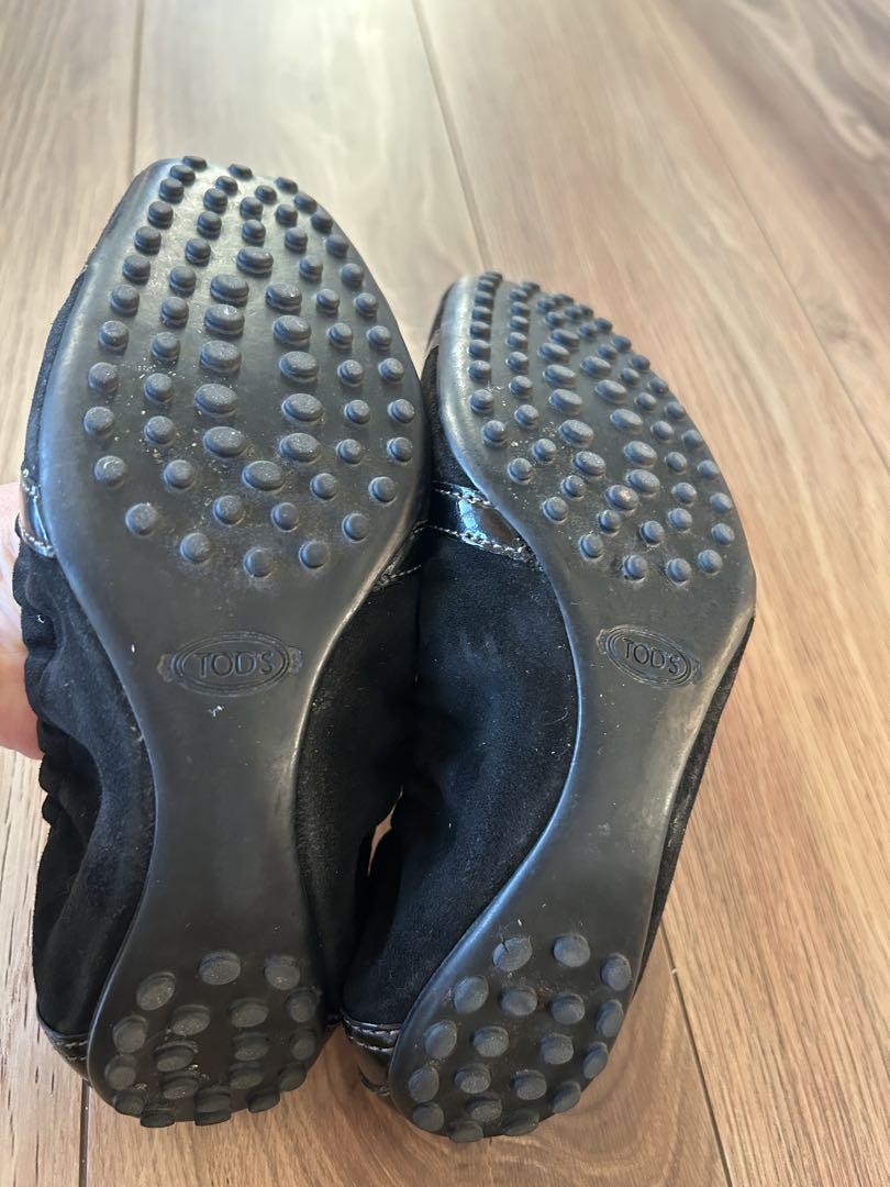 TOD'S バレエシューズ 黒 スエード351/2 新 モデルファッション - TODS バレエシューズ 黒 スエード351/2