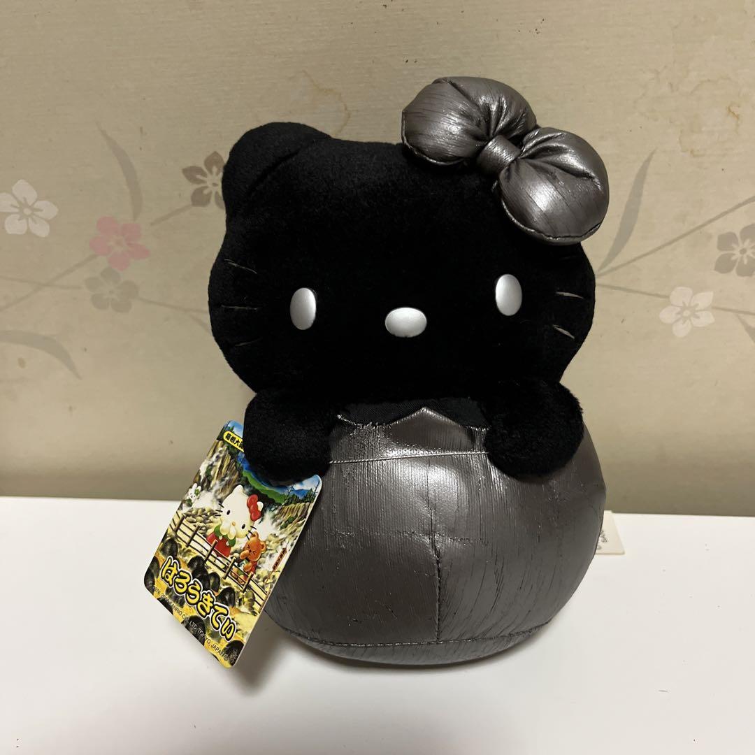 ハローキティ ぬいぐるみ中 黒 シルバー 箱根大涌谷 サンリオ レア 2000年