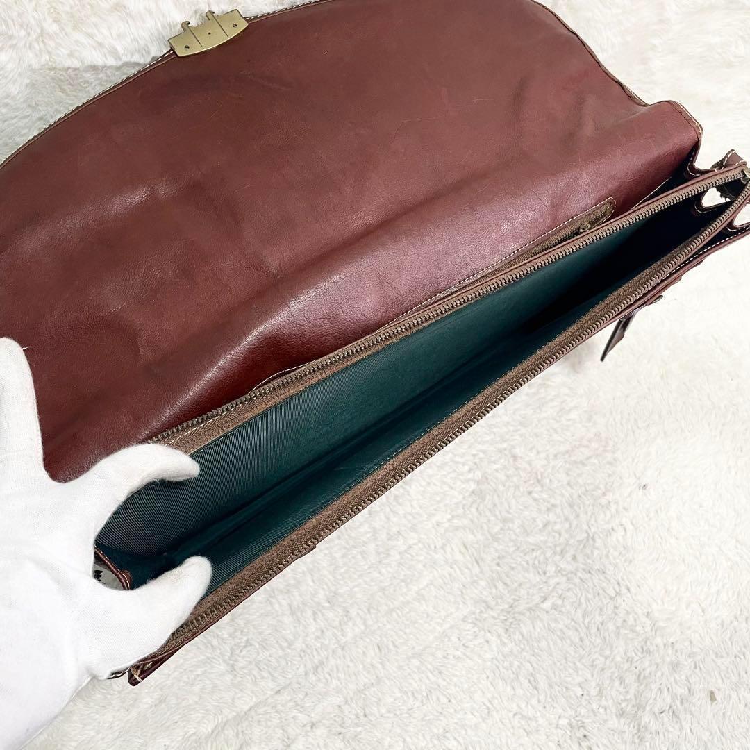 希少 ポーター ビジネスバッグ 本革 ゴールド金具 A4可 鍵 チャーム 茶色