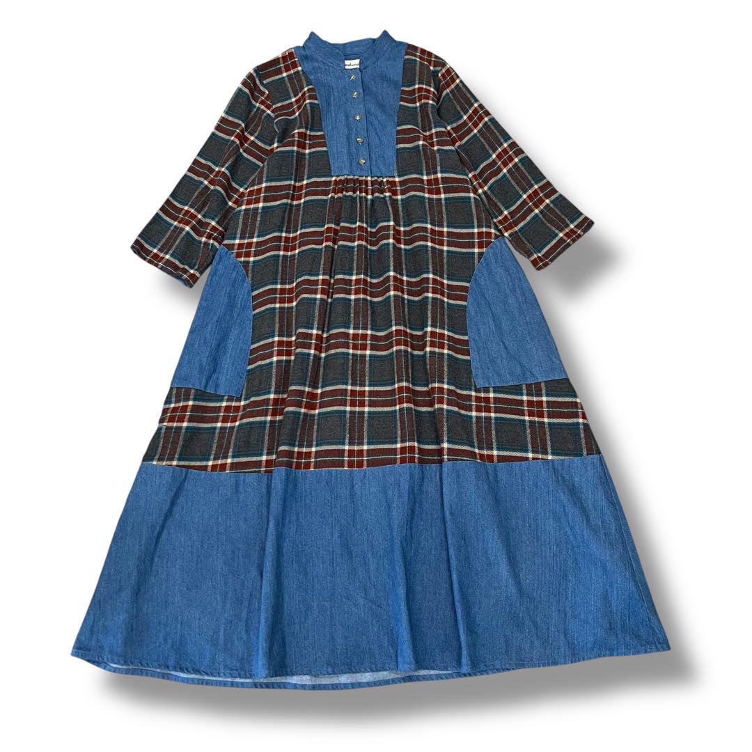 SARAHWEAR サラウェア ロングワンピース コットン チェック 日本製