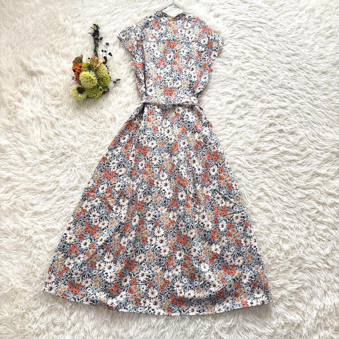 新品タグ付✨ローラアシュレイ ボウタイ花柄ロングシフォン