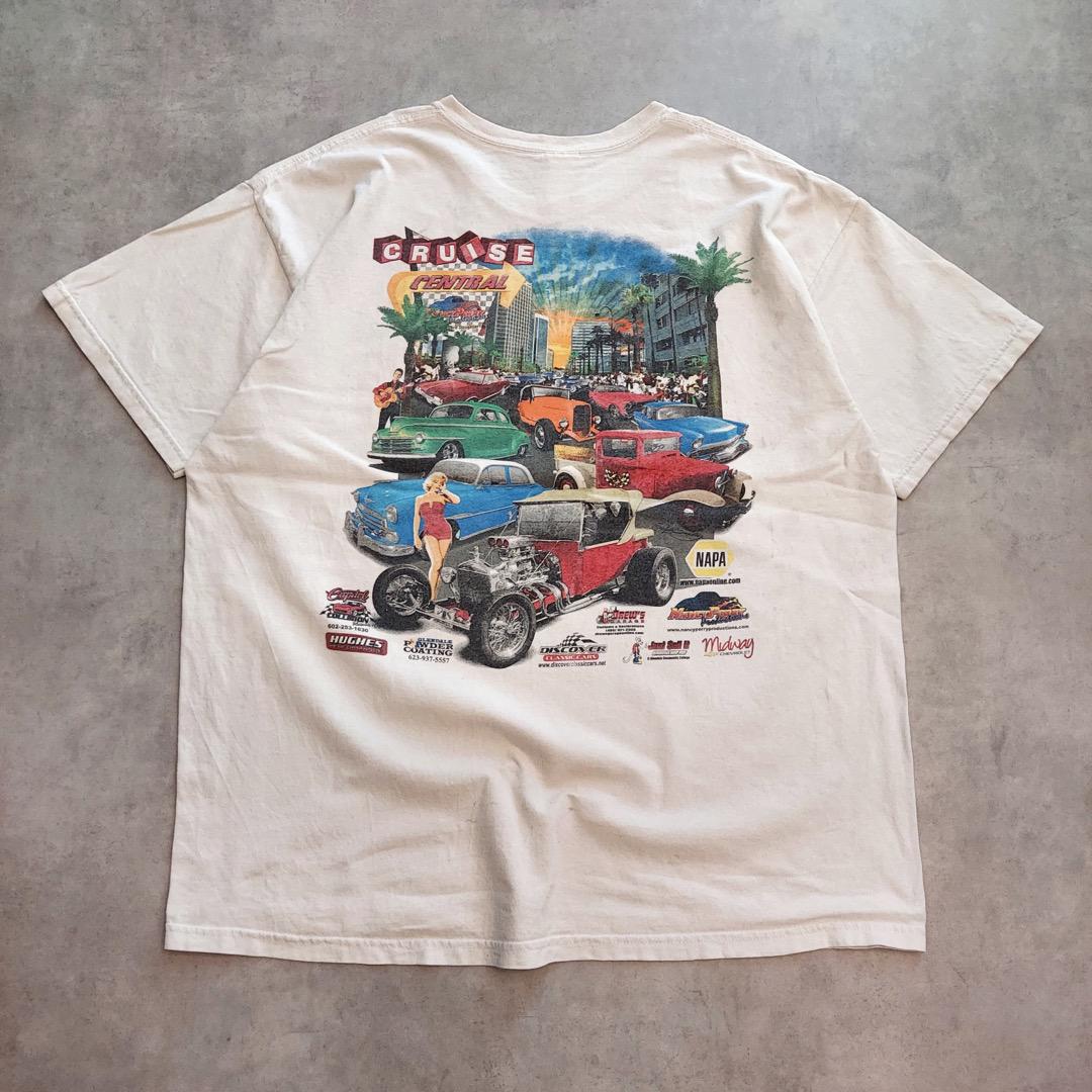 ギルダン Tシャツ プロモT カー 車 人 企業ロゴ 古着 白 XL 14081