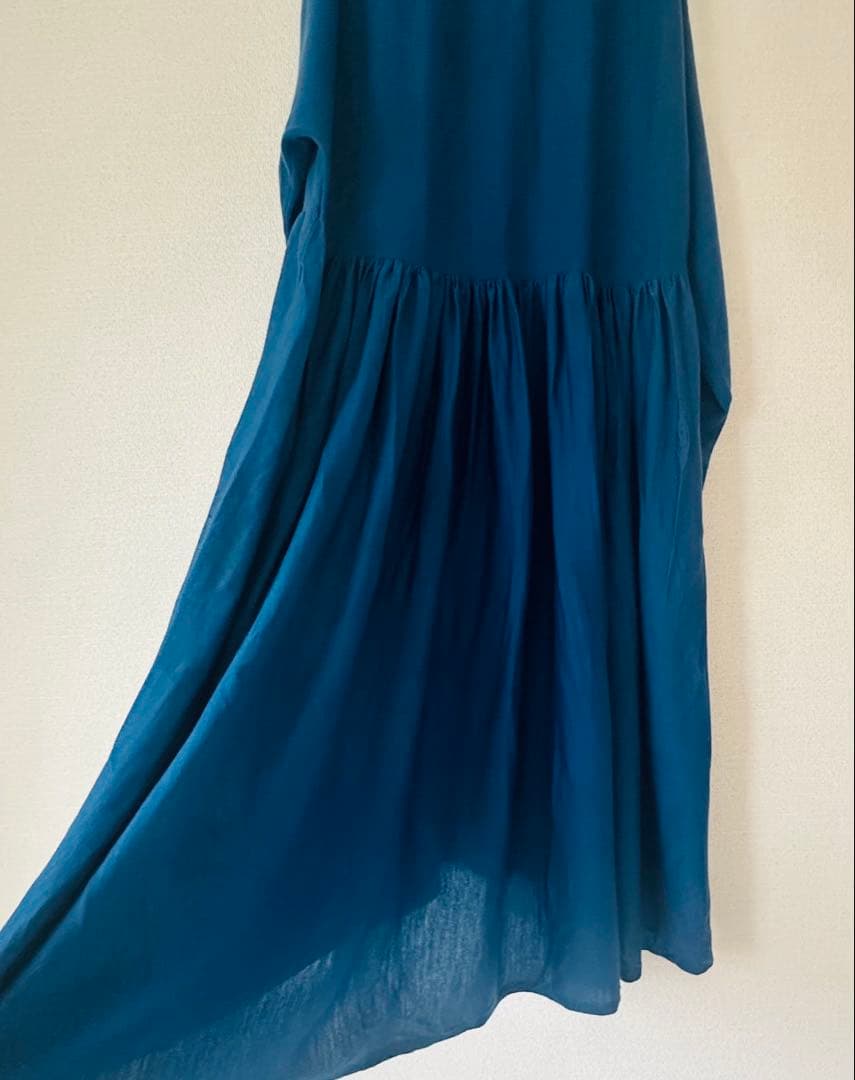 Curensology ウールハイネックギャザーワンピース ブルー