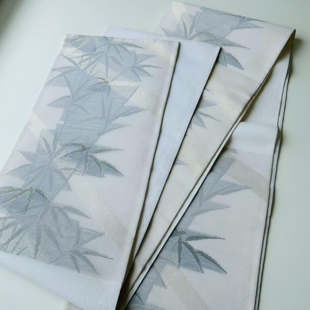 夏帯 袋帯 紗 竹林 金糸 素敵なデザイン 六通 化繊 T-6859 夏帯 袋帯 紗 竹林 金糸 素敵なデザイン 六通 化繊 T-6859