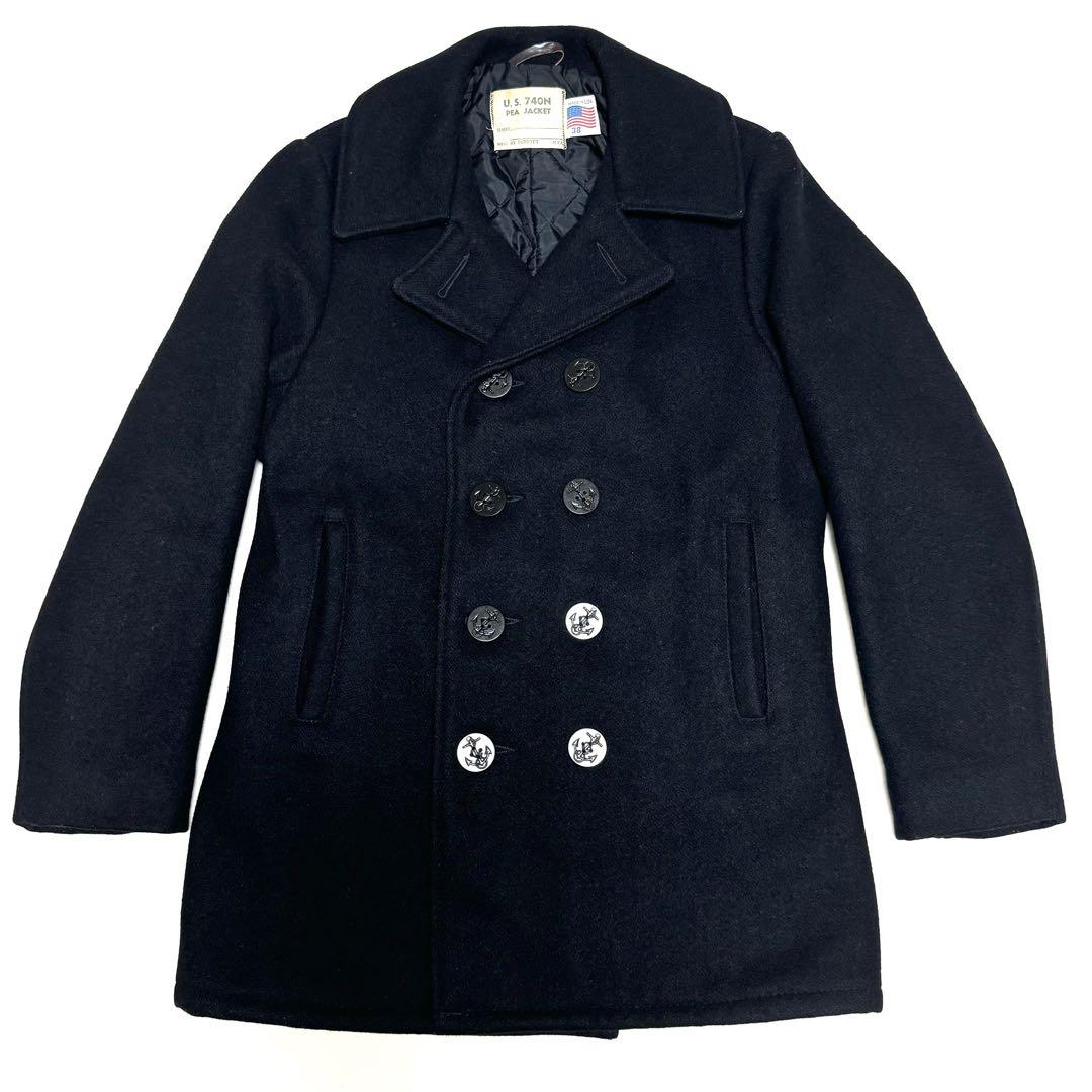 ショット Schott ピーコート 黒 ブラック 38 M 中綿 キルティング