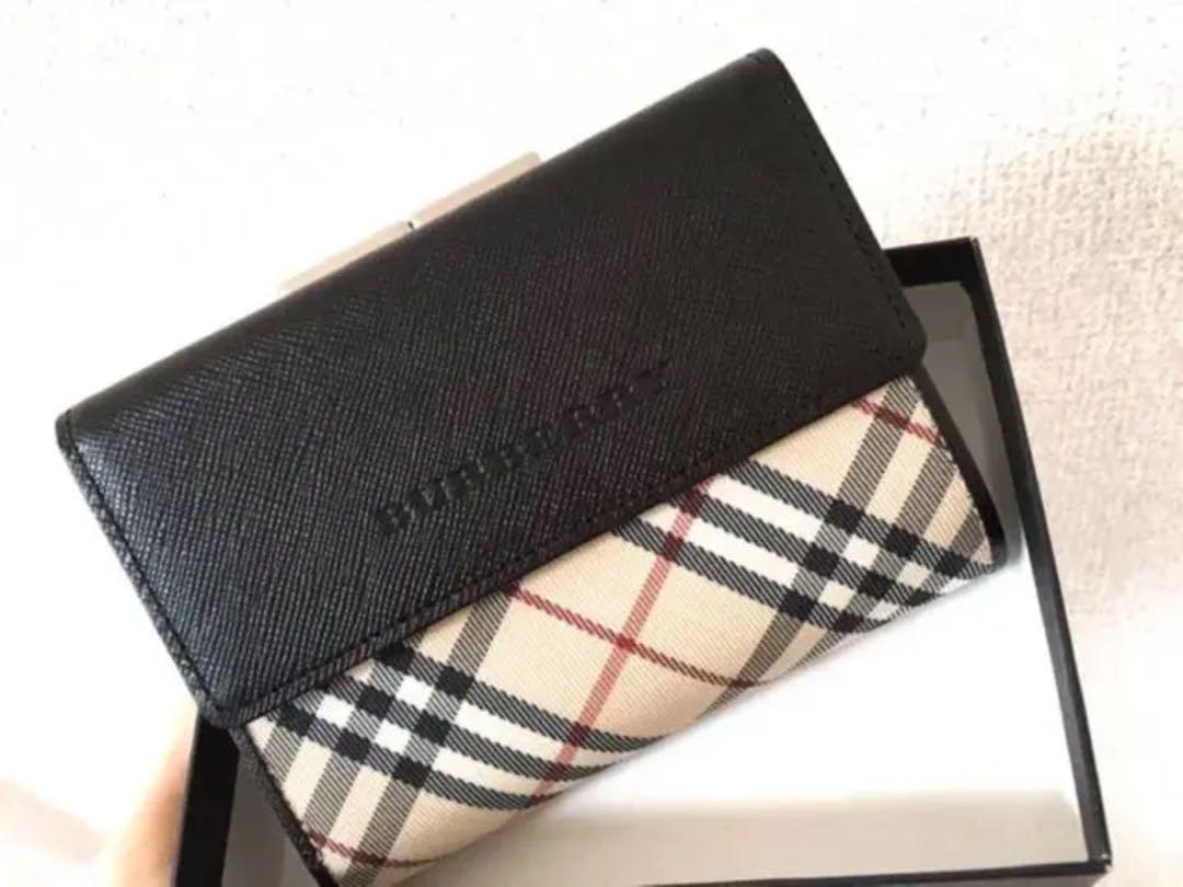 ◼️新品・未使用◼️日本製牛革 バーバリー Burberry がま口 財布 ブラック