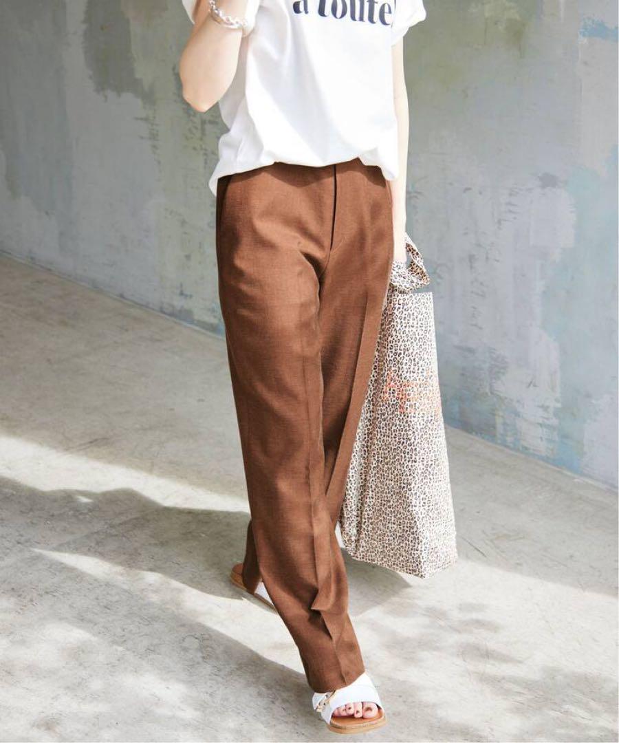 SLOBE IENA リネン混ストレートパンツ　38