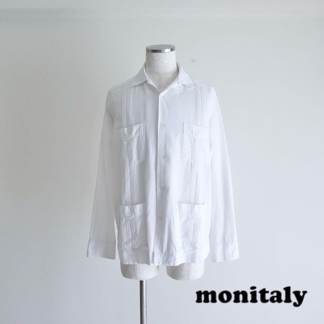 MONITALY ホワイト　キューバシャツ　オープンカラー　メキシコ製