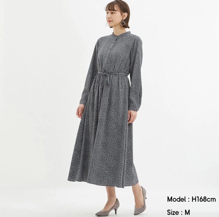 ドットプリントロングワンピース GU - メルカリ ドットプリントロングワンピース GU - メルカリ