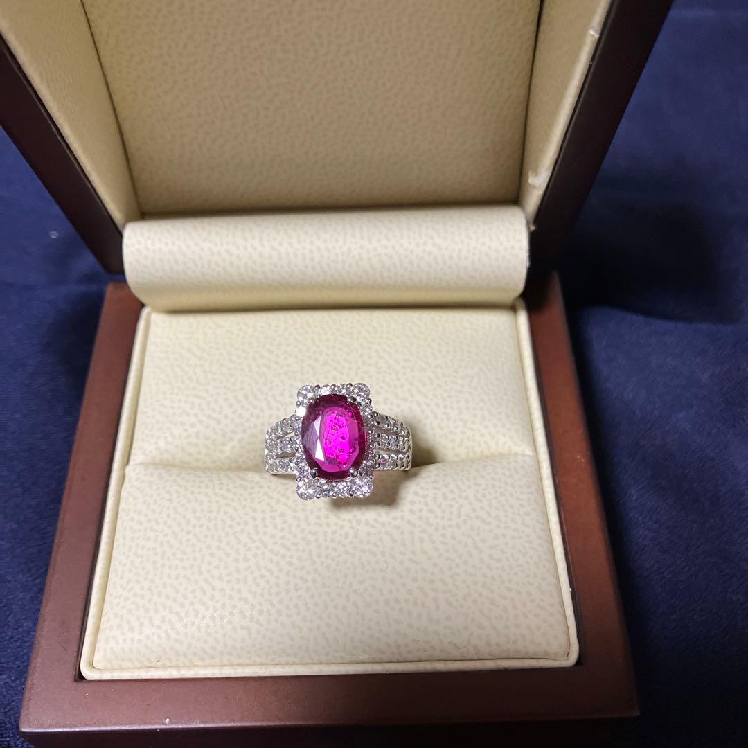 新品 未使用 2.07カラット ノーヒートルビー 指輪 プラチナ 非加熱 ダイヤ