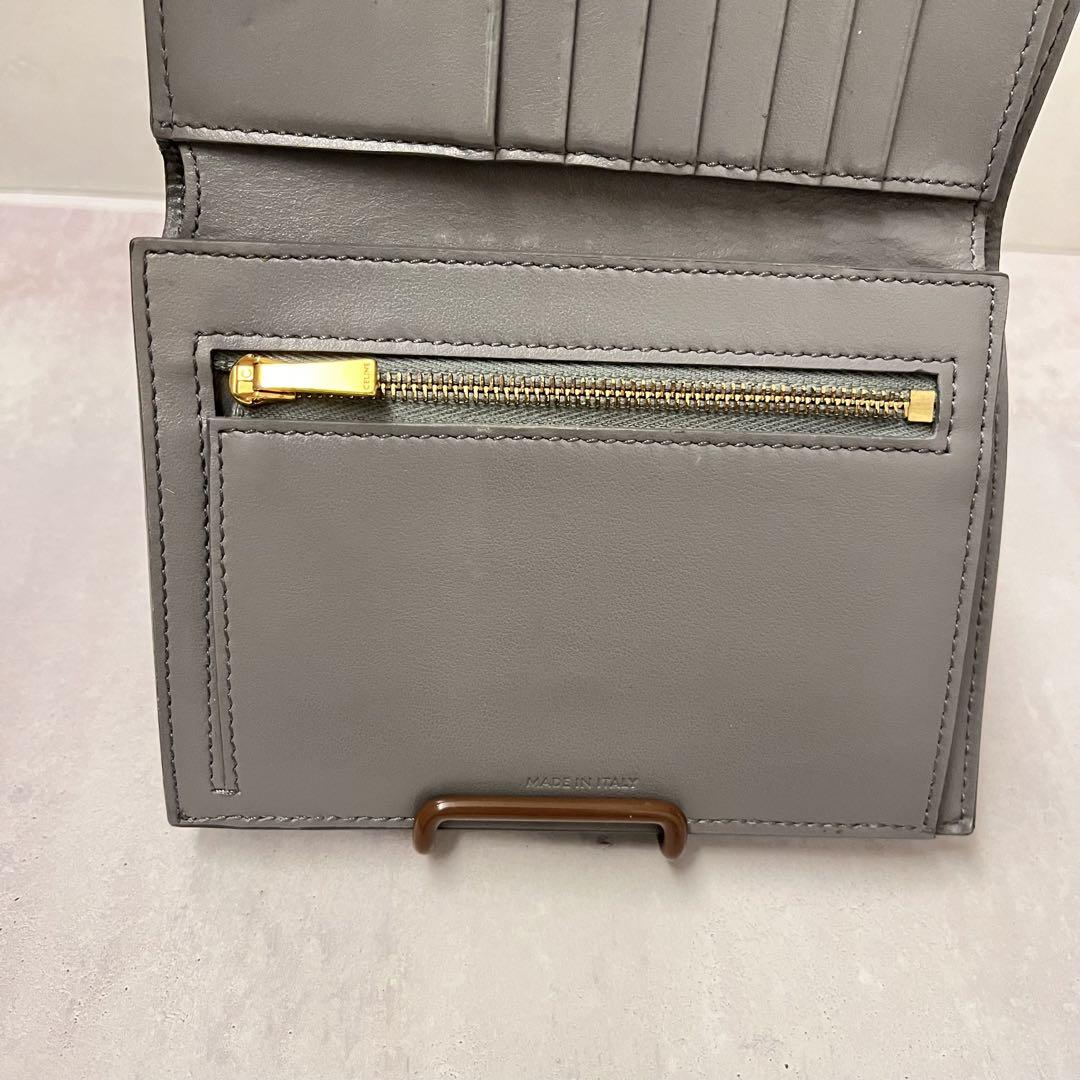 セリーヌ  折り財布   ミディアム ストラップ ウォレット グレー