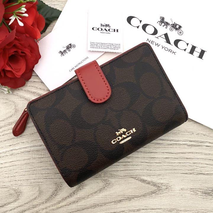 新品 レッド ショルダーバッグ 折り財布 ouLzS-m42612280828 2点セット COACH コーチ 新作得価