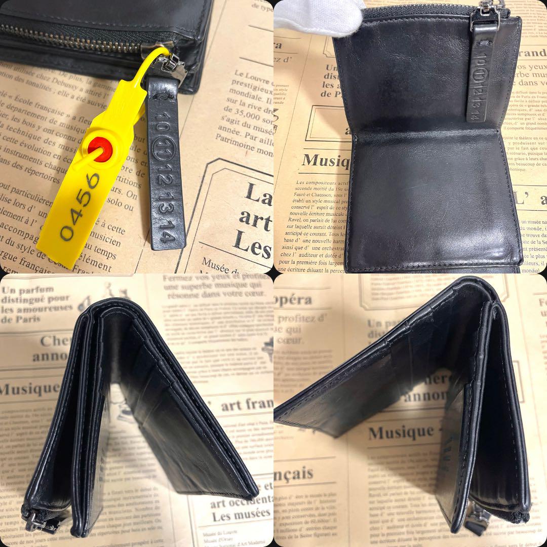 メゾンマルジェラ 二つ折り財布 ブラック 財布 4ステッチ メンズ 財布 黒