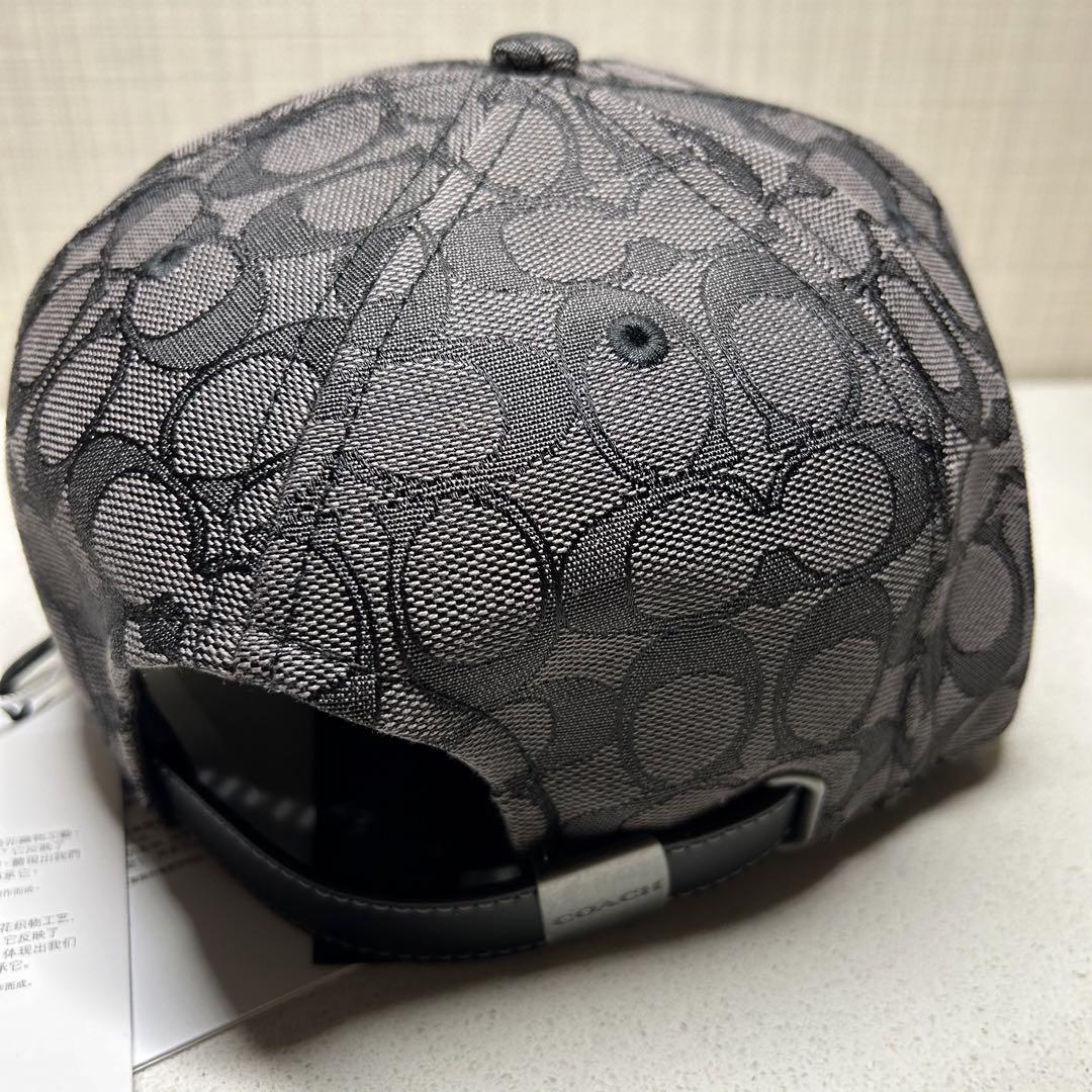 新品 COACH レザー ブラック グレー 男女兼用 キャップ 帽子