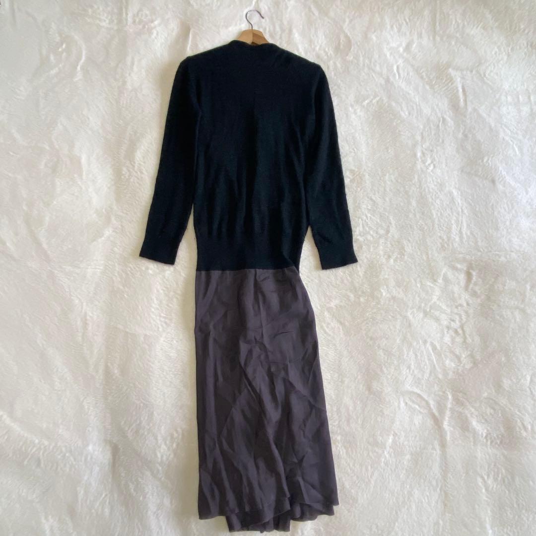 sacaワンピース ロング ニット 刺繍 ビジュ ビーズ グレー sacaワンピース ロング ニット 刺繍 ビジュ ビーズ グレー