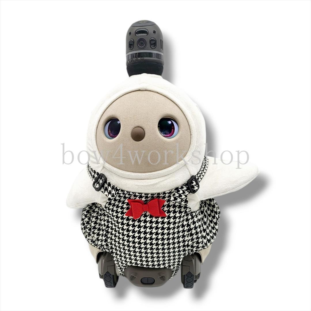 ラボット LOVOT ラボットの服ハンドメイド リボン付き千鳥柄サロペットパンツ