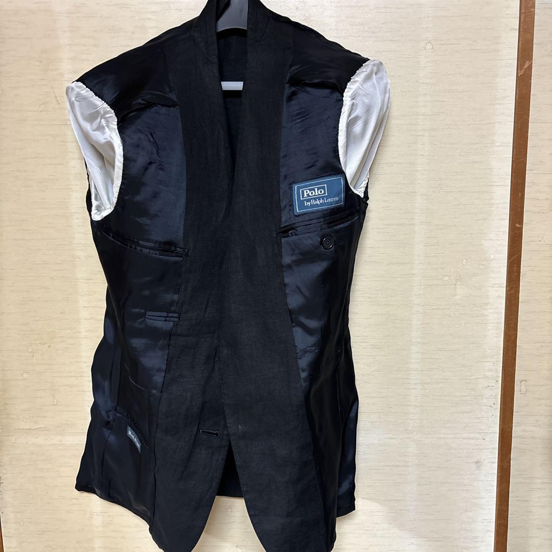 ポロ・ラルフローレン　麻　 春・夏物ジャケット　黒　made in ITALY